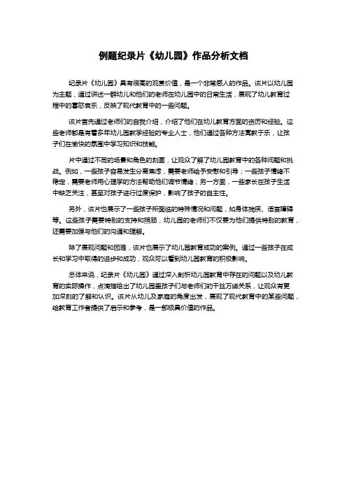 例题纪录片《幼儿园》作品分析文档