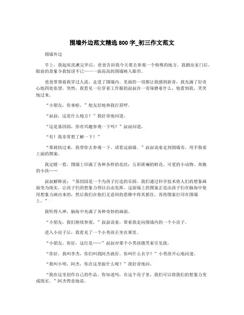 围墙外边范文精选800字_初三作文范文
