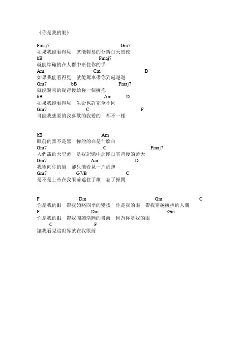 你是我的眼 吉他和弦谱子