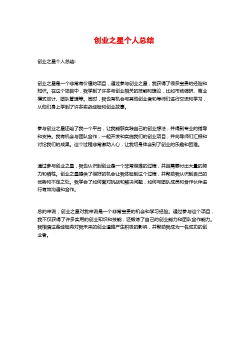 创业之星个人总结