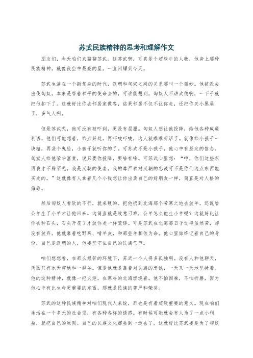 苏武民族精神的思考和理解作文