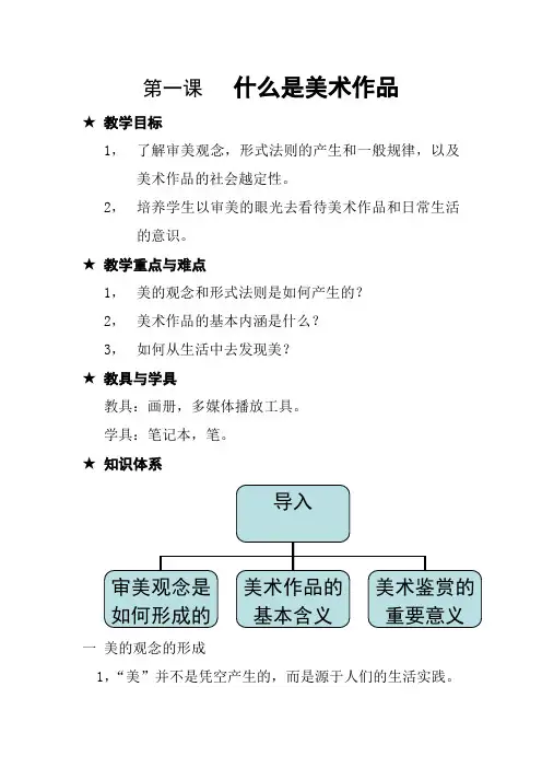 湘美版高中美术鉴赏第一课 什么是美术作品-教案