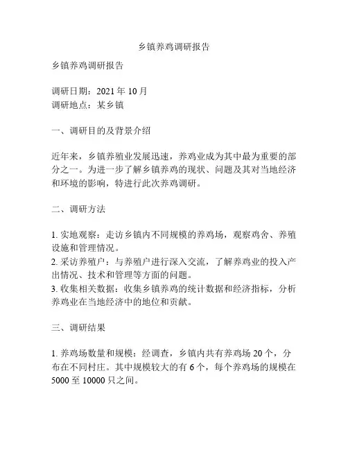乡镇养鸡调研报告