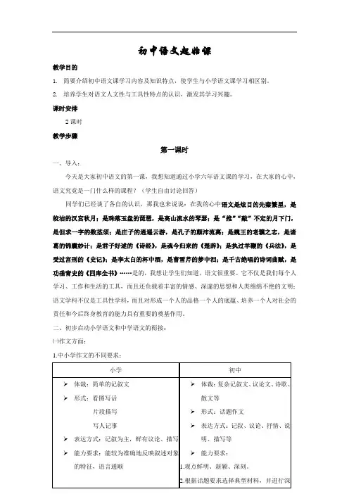【初中语文】初中语文起始课教案 人教版