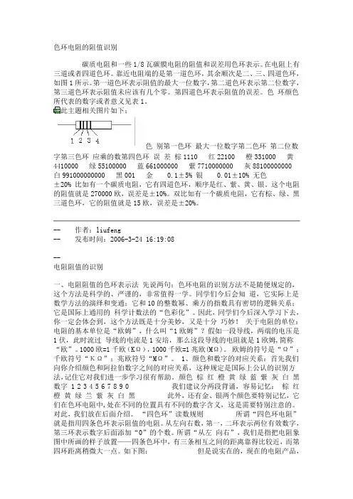 色环电阻的阻值识别