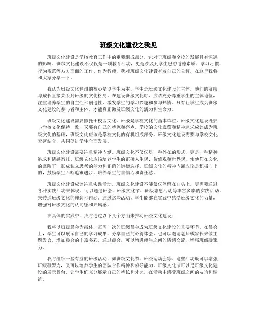 班级文化建设之我见