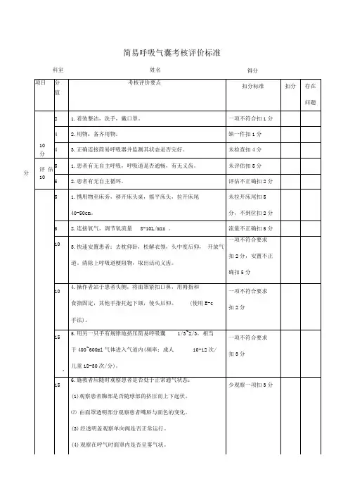简易呼吸气囊考核标准