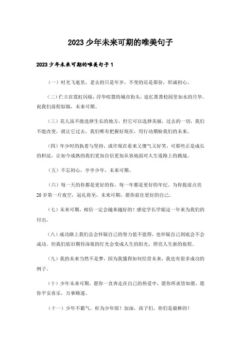 2023少年未来可期的唯美句子