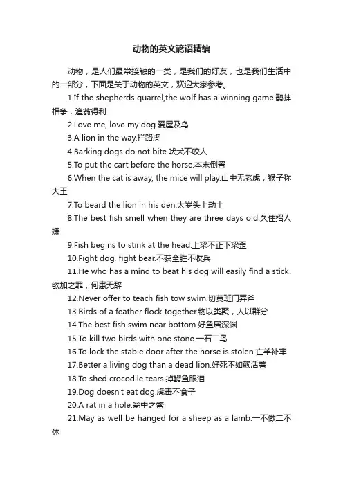 动物的英文谚语精编