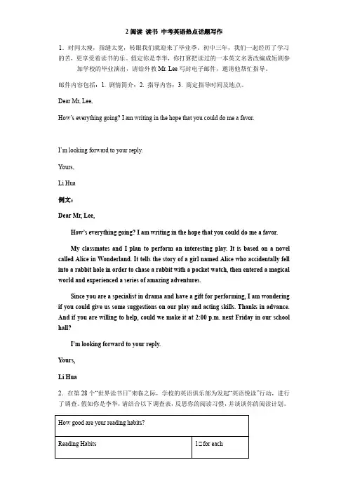 2023年中考英语热点话题写作-读书