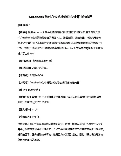 Autobank软件在堤防渗流稳定计算中的应用