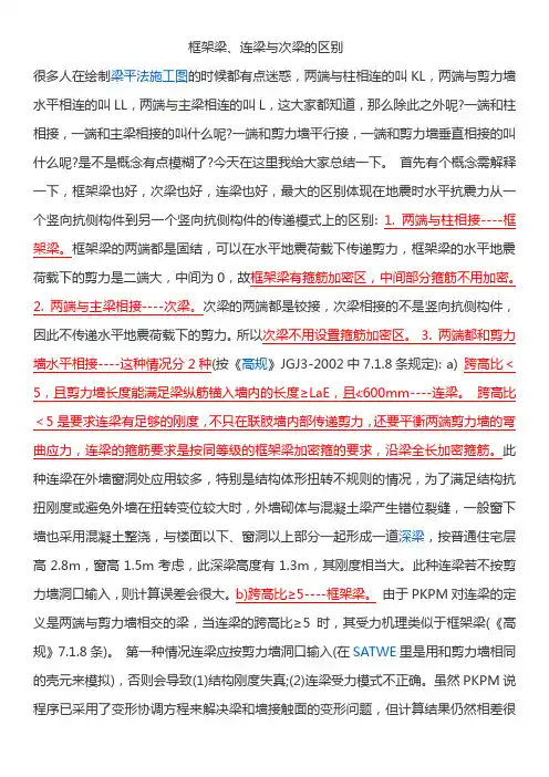 框架梁、次梁、连梁的区别