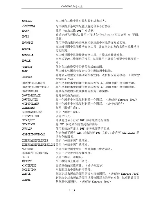 CAD2007命令大全