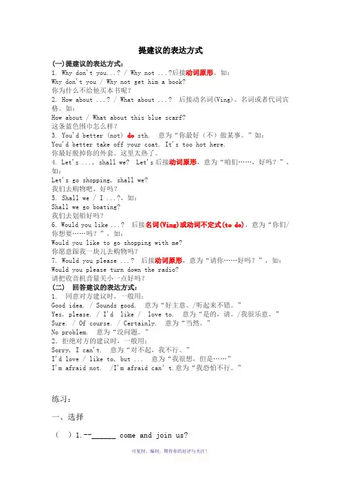 用英语提建议的表达方式