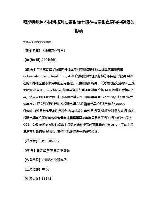 喀斯特地区不同海拔对油茶根际土壤丛枝菌根真菌物种群落的影响