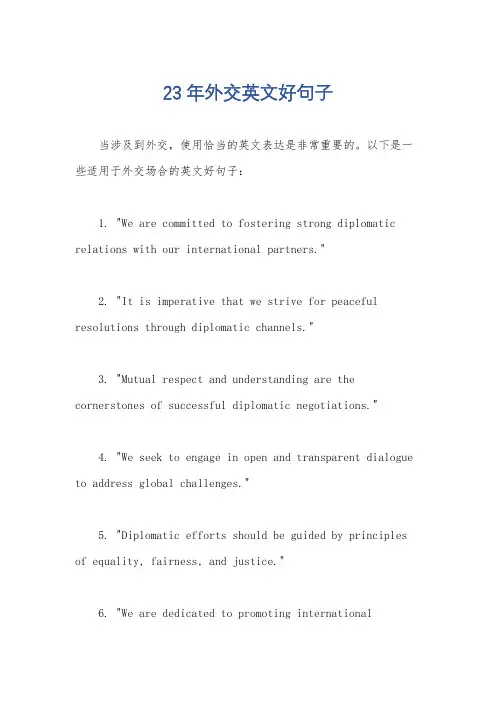 23年外交英文好句子