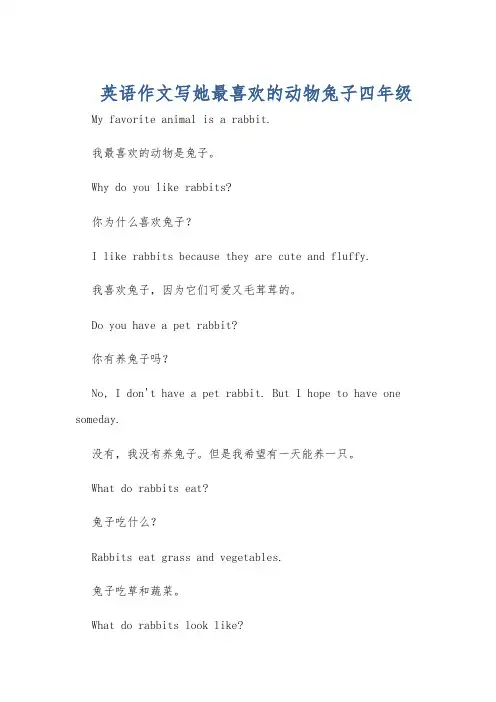 英语作文写她最喜欢的动物兔子四年级