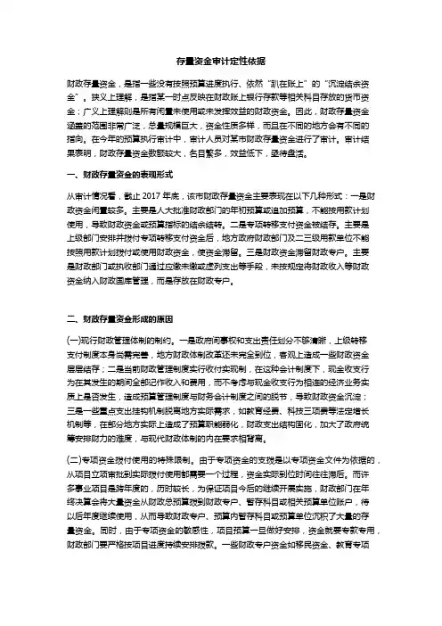 存量资金审计定性依据