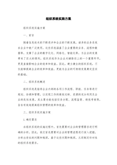 组织系统实施方案
