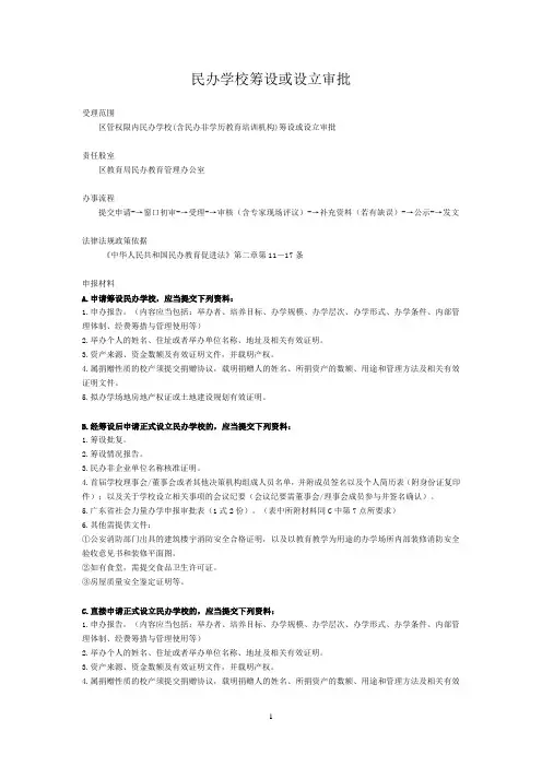 民办学校筹设或设立审批