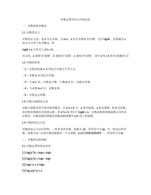 对数运算知识点归纳总结