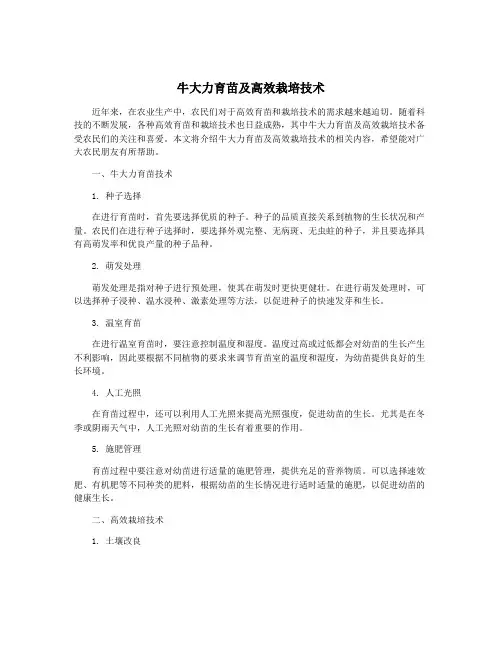 牛大力育苗及高效栽培技术