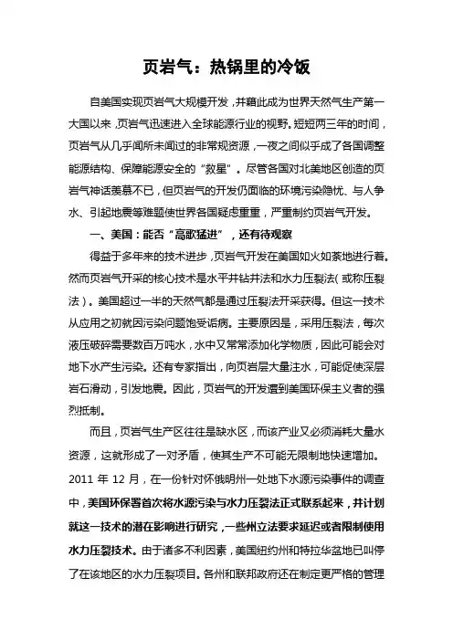 页岩气开发前景