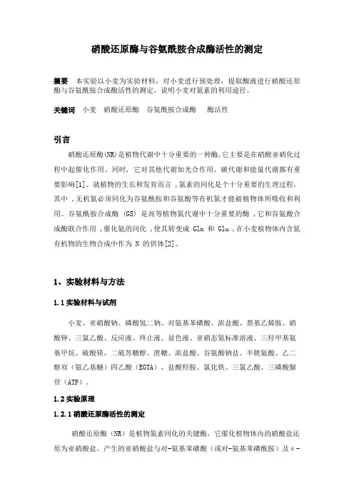 硝酸还原酶与谷氨酰胺合成酶的测定