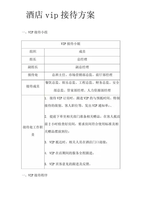 酒店vip接待方案