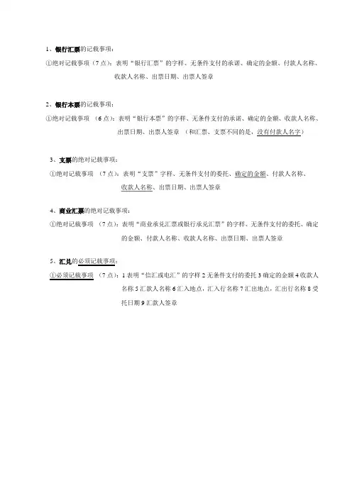票据绝对记载事项