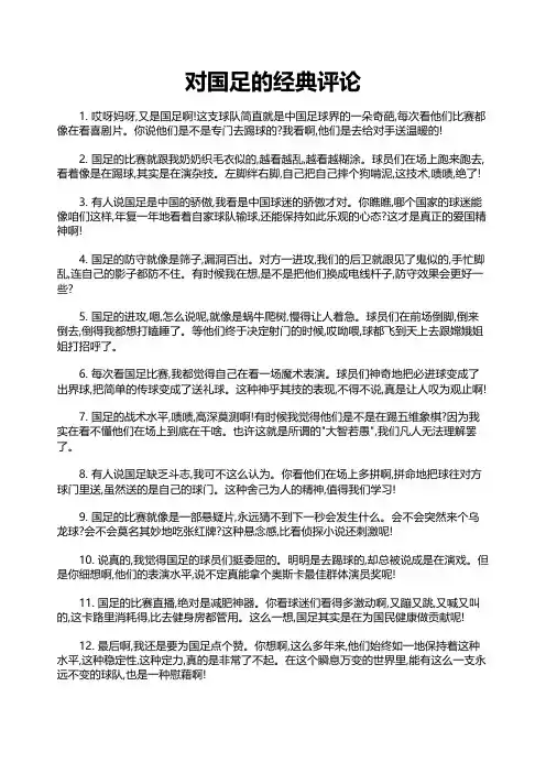 对国足的经典评论