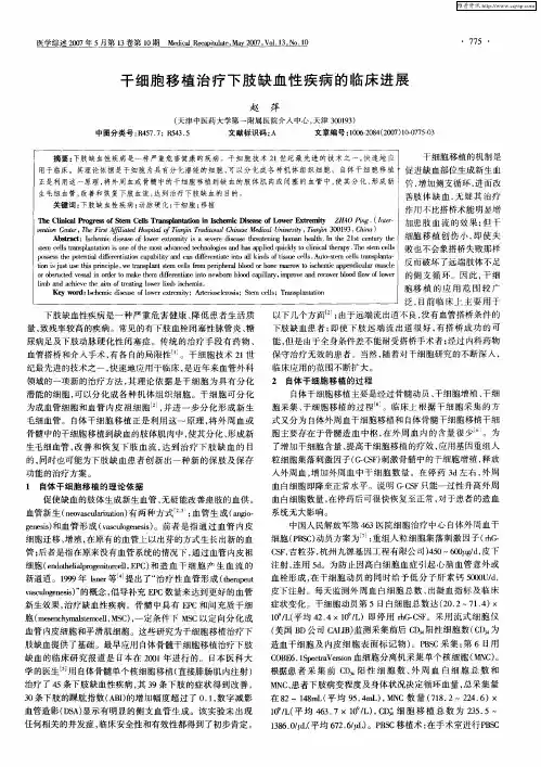 干细胞移植治疗下肢缺血性疾病的临床进展