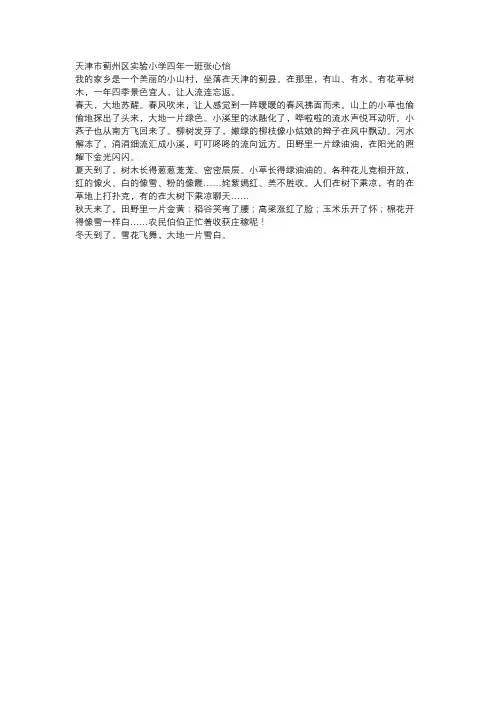 天津蓟州区家乡作文500字