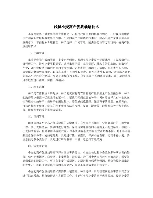 浅谈小麦高产优质栽培技术