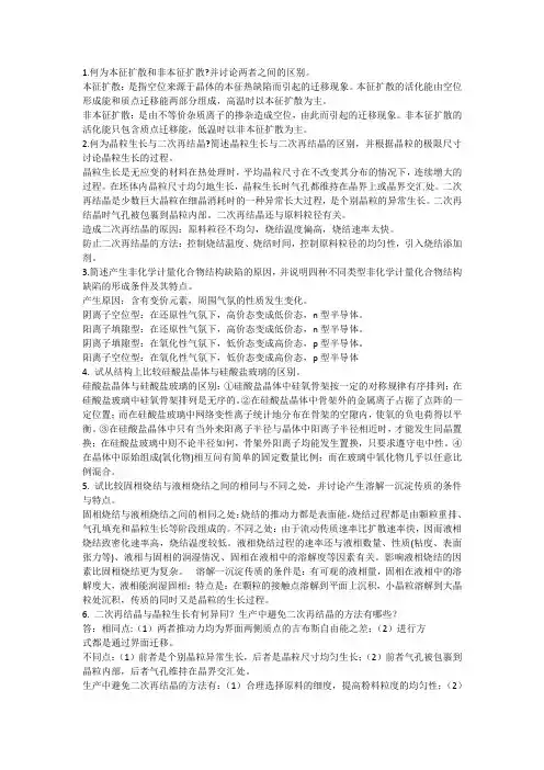 无机物理化学总结问答题