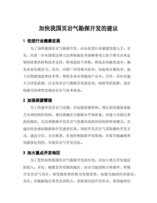 加快我国页岩气勘探开发的建议