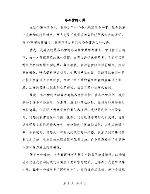冬令营的心得