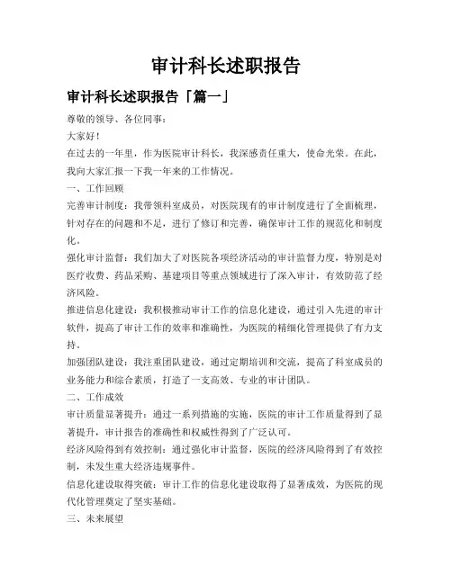审计科长述职报告
