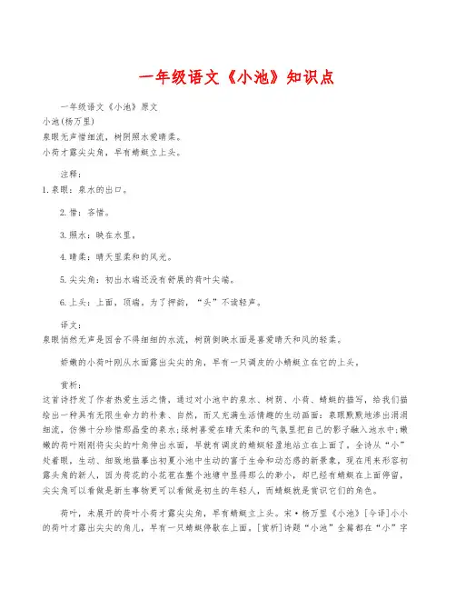 一年级语文《小池》知识点