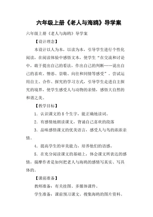 六年级上册《老人与海鸥》导学案