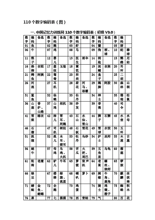 110个数字编码表（图）