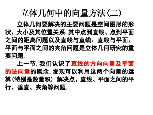 09高考数学中利用空间向量解决立体几何向量方法二