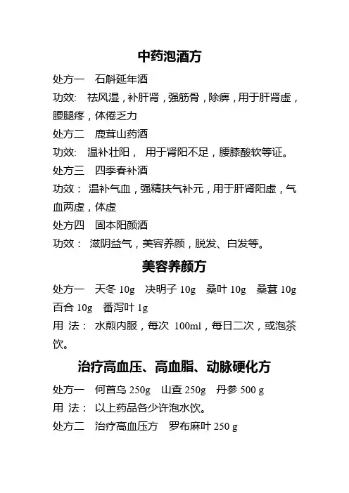 中药泡酒方