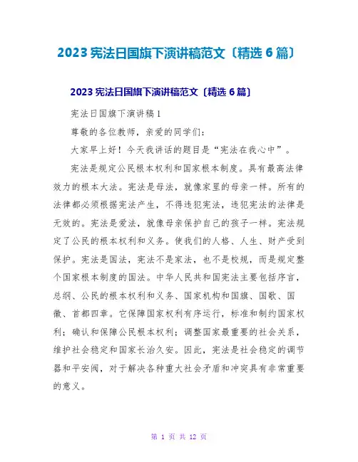 2023宪法日国旗下演讲稿范文(精选6篇)