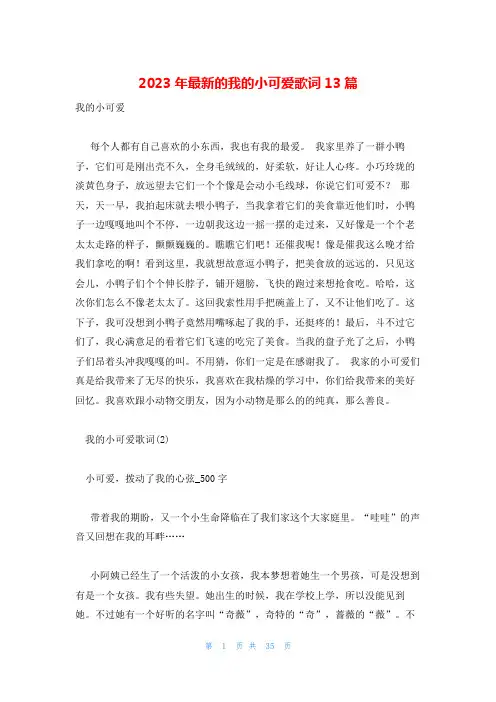 2023年最新的我的小可爱歌词13篇