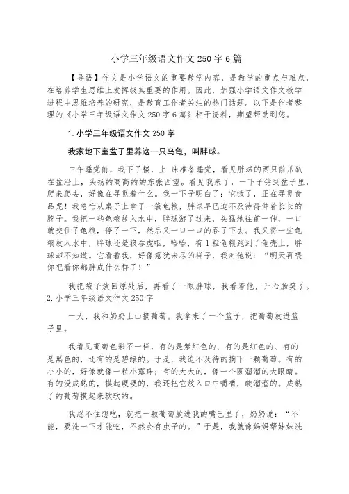 小学三年级语文作文250字6篇