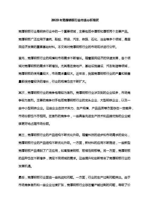 2023年宽厚钢板行业市场分析现状
