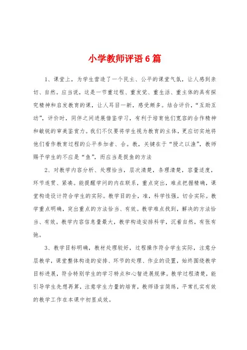 小学教师评语6篇