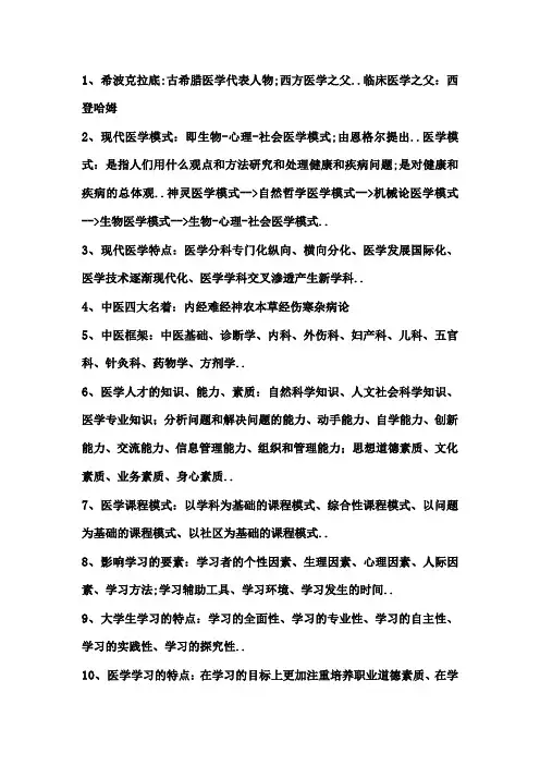 医学导论全书各重点总结精