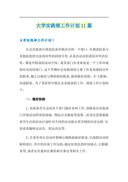 大学实践部工作计划11篇